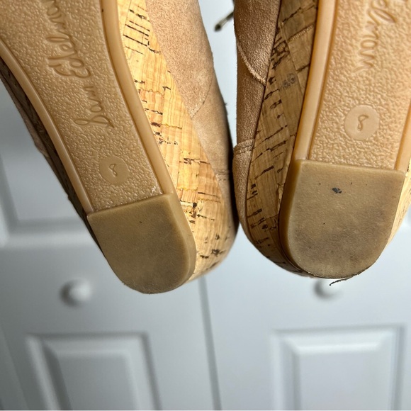 Sam Edelman Dean Beige Suede Demi Wedge Caged Sandal SZ 8 Cork Strappy - Picture 11 of 13